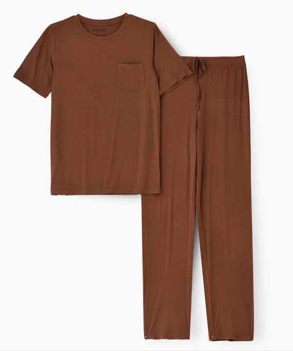Men's T-Shirt & Pajama Set - Brown