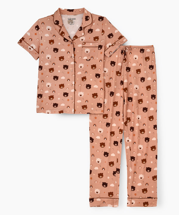 Women's Bear Button Up Pajama Set