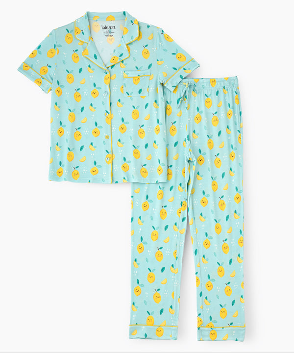 Women's Lemon Button Up Pajama Set