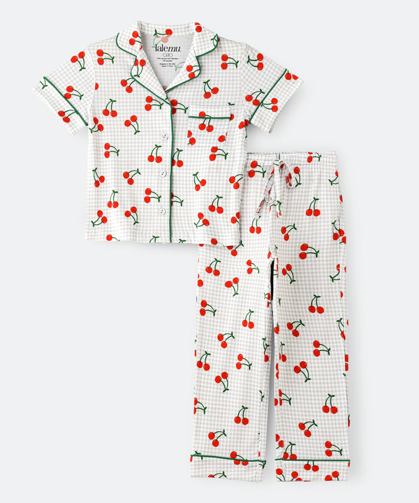 Kids' Cherry Button Up Pajama Set