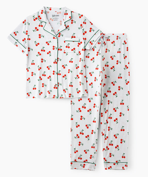 Women's Cherry Button Up Pajama Set